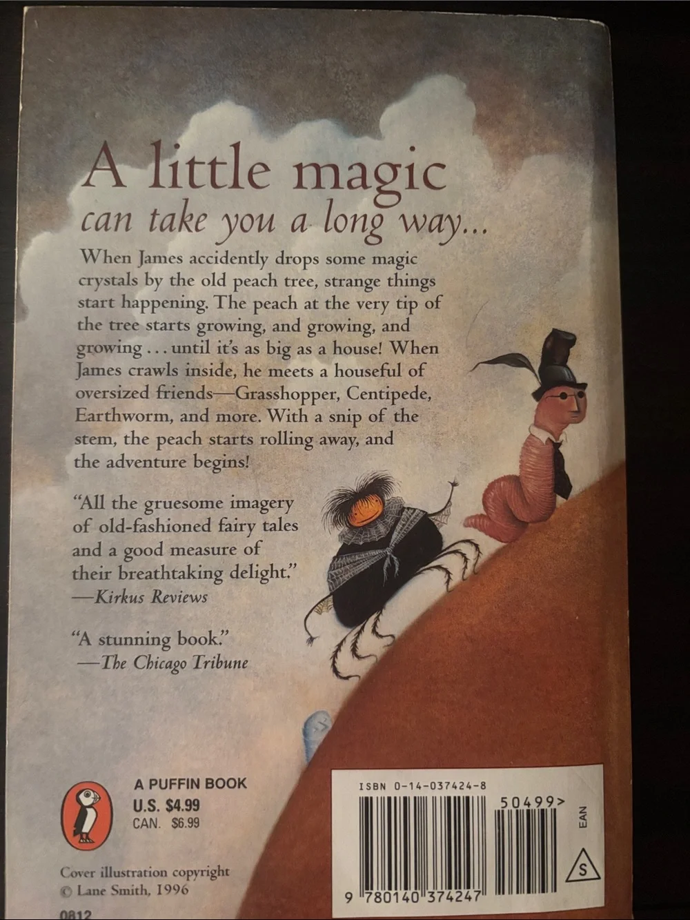 James and the Giant Peach Paperback Book - Red/Brown Cover